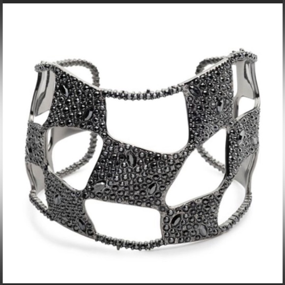 ALEXIS BITTAR NEW Black Noire Modern Dark Alchemy Checkerboard Cuff Bracelet - Picture 1 of 16